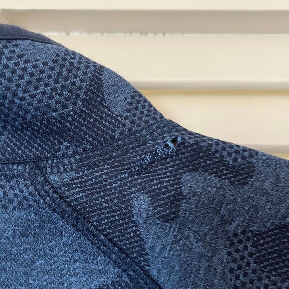 Hickey Freeman Men's Camo Jacquard Quarter Zip medium blue jacket *flaw* - Picture 8 of 11